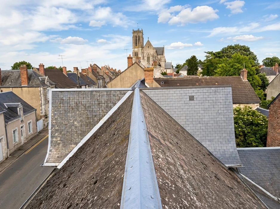 Façade de maison en cours de rénovation, vue extérieure